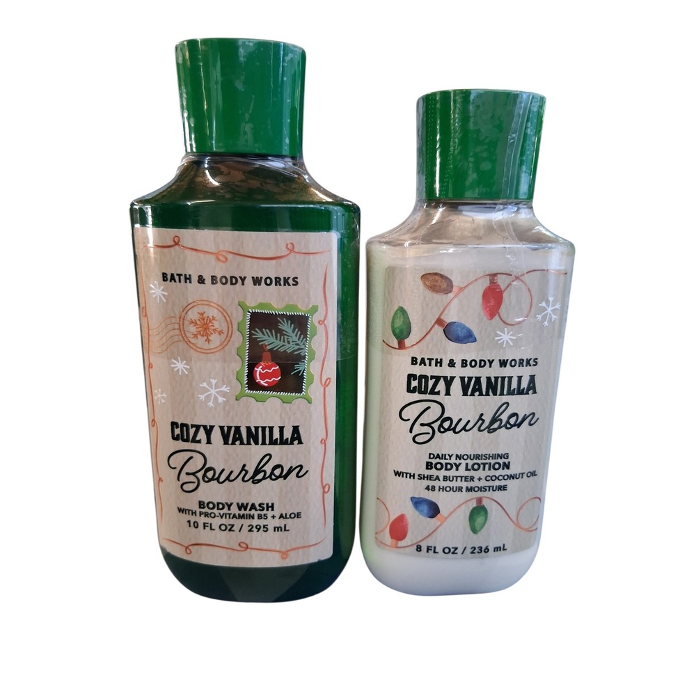 Bath & Body Works Womens Cozy Vanilla Bourbon Seasonal Holiday Fall 2pcs Bundle‎